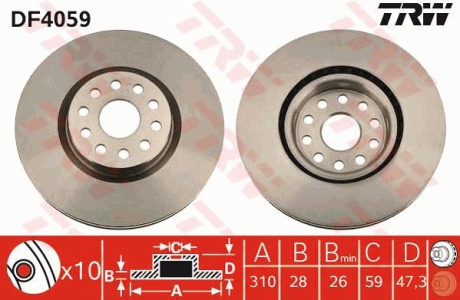 Тормозной диск TRW DF4059 (фото 1)