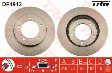 Гальмівний диск TRW DF4912 (фото 1)