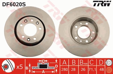 Тормозной диск TRW DF6020S (фото 1)