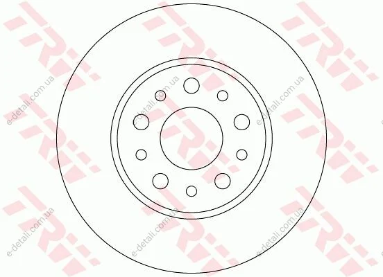 Диск гальмівний (1 шт.) FIAT 500L "R D=251mm "12>> TRW DF6228 (фото 1)