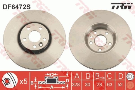 Гальмівний диск TRW DF6472S (фото 1)