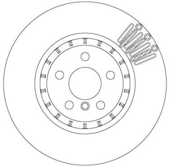 Диск гальмівний (1 шт.) BMW 5(G30,F90)/7(G11,G12) "R D=345mm "15>> TRW DF6892S (фото 1)