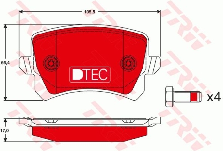 Тормозные колодки, дисковые TRW GDB1763DTE