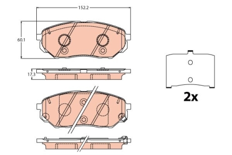 Тормозные колодки дисковые HYUNDAI/KIA Santa Fe/Sorento "F "15>> TRW GDB2195