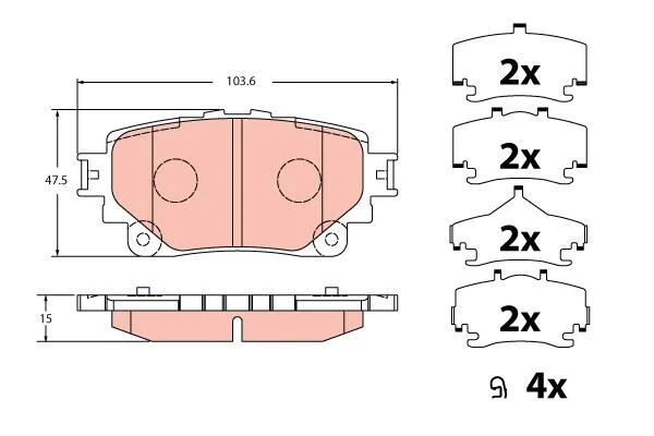 Гальмівні колодки дискові TOYOTA RAV4 \'\'R \'\'18>> TRW GDB2343 (фото 1)