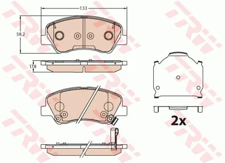 Тормозные колодки дисковые HYUINDAI/KIA Accent/Rio "F \'\'18>> TRW GDB3630