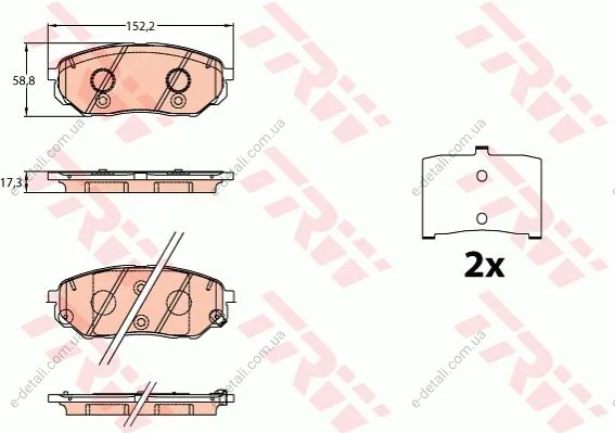 Гальмівні колодки дискові KIA Sorento "F "15>> TRW GDB3638 (фото 1)
