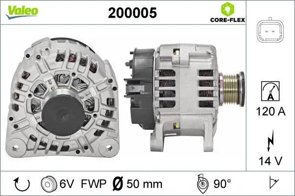 VALEO MITSUBISHI Генератор CARISMA 1.9 DI-D 00-06, OPEL MOVANO A (X70) 1.9 DTI (JD) 01-, VOLVO S40 I (644) 1.9 DI 00-03, NISSAN PRIMASTAR (X83) 1.9 dCi 80 02-, RENAULT LAGUNA II 1.8 16V Valeo 200005 (фото 1)