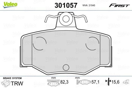 Тормозные колодки дисковые NISSAN Almera(N16,V10)/Primera(P10,P11) 1,5-2,2 "R "90-06 Valeo 301057