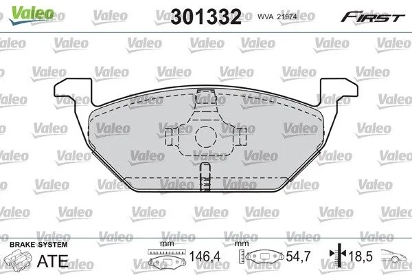 Гальмівні колодки дискові VAG A1/A3/Octavia/Rapid/Golf/Polo/Up "1,0-2,0 "F "96>> Valeo 301332 (фото 1)