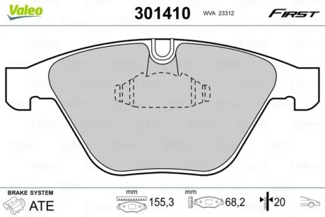 Гальмівні колодки дискові BMW 1/2/3/5/6/7/X1/Z4 "2,0-6,0 "F "01-15 Valeo 301410