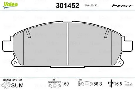 Гальмівні колодки First NISSAN Pathfinder/X-Trail "F "97-13 Valeo "301452"