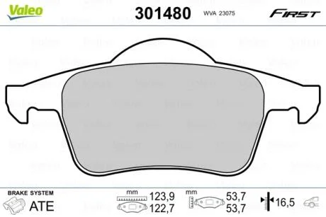 Гальмівні колодки First VOLVO S60/S70/S80/V70/XC70 "R "95-10 Valeo "301480"
