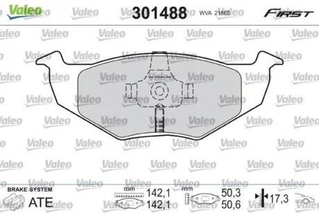 Тормозные колодки дисковые VAG Arosa/Fabia/Fox/Polo "1,0-1,9 "F "94>> Valeo 301488