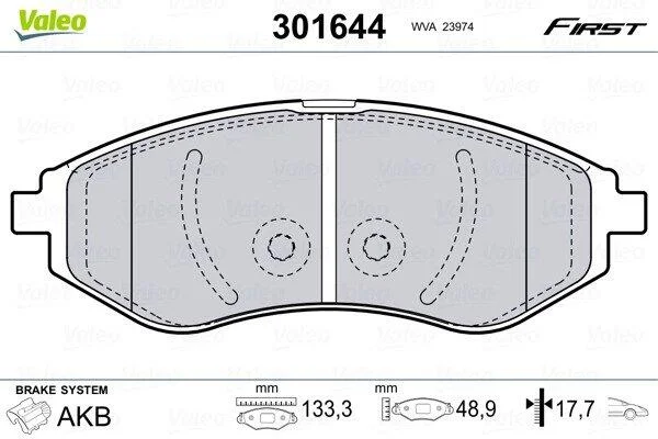 Гальмівні колодки First CHEVROLET/DAEWOO Aveo/Kalos "F "02>> Valeo 301644 (фото 1)