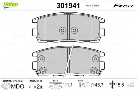 Гальмівні колодки First CHEVROLET/OPEL Captiva/Antara "R "06>> Valeo 301941