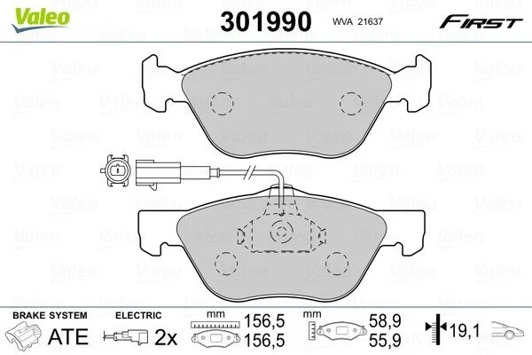 Тормозные колодки дисковые ALFA/FIAT 145-147/156/GT/Bravo/Marea/Weekend/Strada "1,3-2,5 "F "95>> Valeo 301990 (фото 1)