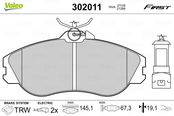 Тормозные колодки дисковые AUDI 100/200/80/90/Quattro "2,0-2,8 "F "83-96 Valeo 302011 (фото 1)