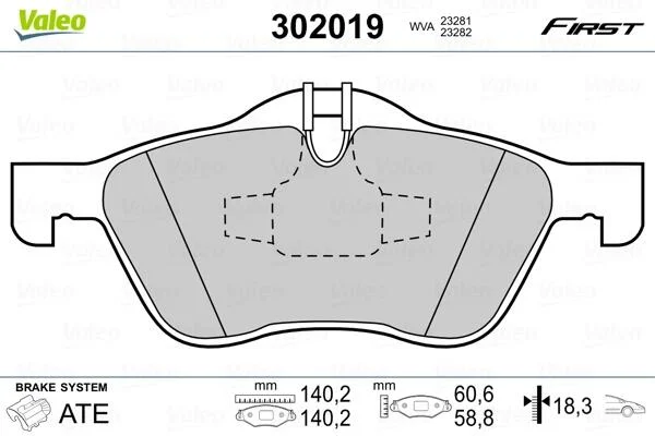Гальмівні колодки дискові MINI Cooper/One "1,4-1,6 "F "01-07 Valeo 302019 (фото 1)