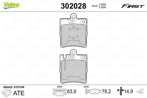 Тормозные колодки дисковые MERCEDES C-Class/CLC/CLK/E-Class/SLF "1,8-4,3 "F "95-11 Valeo 302028 (фото 1)