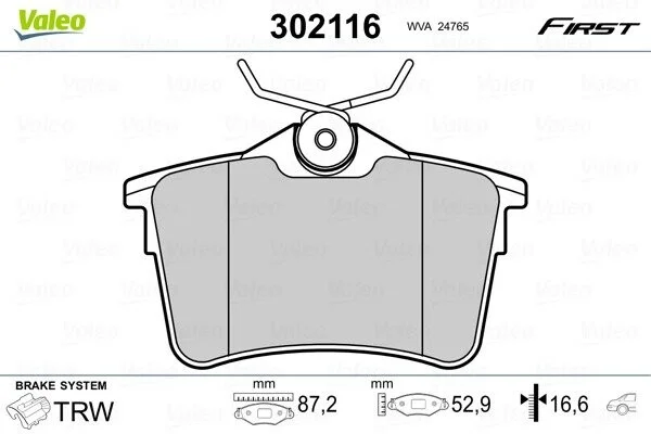 Тормозные колодки дисковые CITROEN/PEUGEOT Berlingo/308/Partner 1,2-2,0 "R "07>> Valeo 302116 (фото 1)