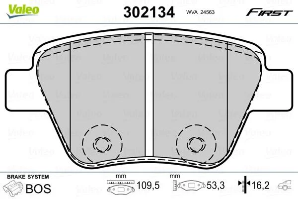 Тормозные колодки дисковые VAG A1/A3/Octavia/Caddy/Golf/Jetta/Scirocco/Touran "1,2-3,6 "R "03>> Valeo 302134 (фото 1)