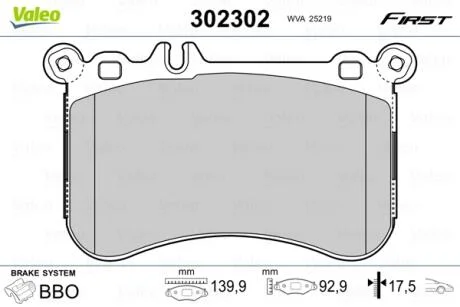 Тормозные колодки дисковые MERCEDES CLS/E-Class/S-Class/SLK/SLC "F "11>> Valeo 302302
