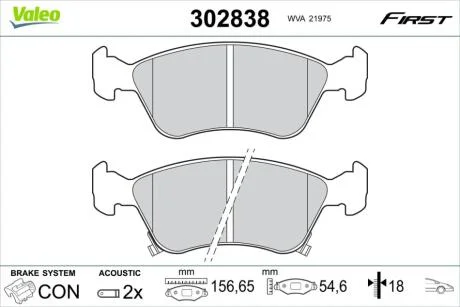 Гальмівні колодки First TOYOTA Avensis "F "97-03 Valeo "302838"