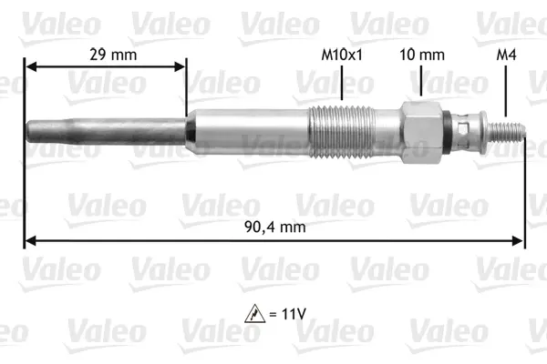 VALEO RENAULT свічка розжарювання 11V Kangoo,Dacia Ducter,Logan,Mitsubishi,Nissan Micra,Note,Primera,Opel,Clio,Laguna,Master II,Trafic II,Suzuki Valeo 345101 (фото 1)