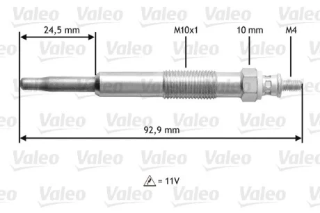 VALEO RENAULT свічка розжарювання 11V Kangoo 1,9D 97-Opel Arena 1,9D 98- Valeo 345106