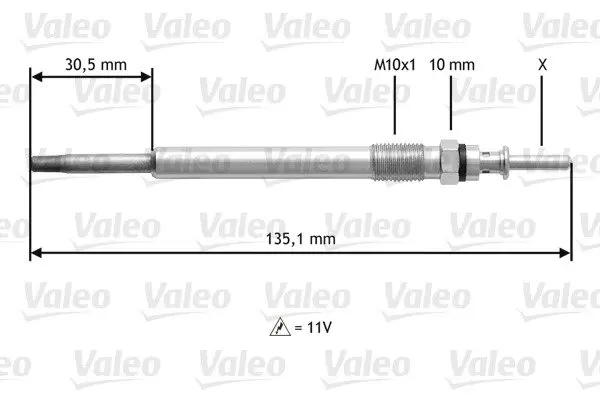 VALEO OPEL свічка розжарювання 2,0/2,2DTI Vectra C, Omega B, Astra G 00- Valeo 345112 (фото 1)
