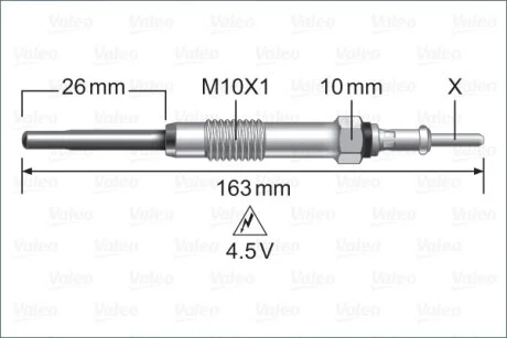VALEO NISSAN Свічка розжарювання 4.6V Navara,Pathfinder,Qashqai,X-Trail,Opel Vivaro,Renault Trafic II,Master III 1.6/2.5dCi 06- Valeo 345235