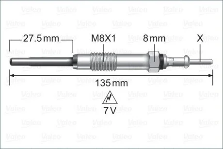 VALEO VOLVO свічка розжарювання 7V C30,S60/80,V,XC60-90 2.0/2.4D 06- Valeo 345251
