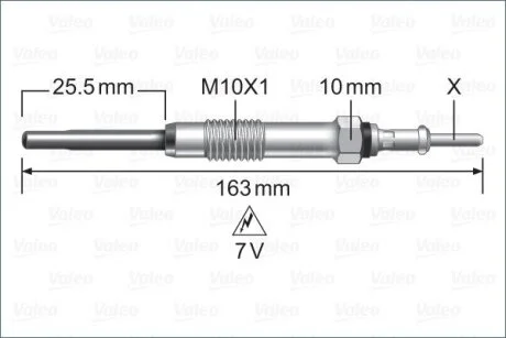 VALEO RENAULT Свічка розжарювання 7V Laguna,Master III,Trafic II,Opel Movano,Nissan 2.0/3.0dCi 07- Valeo 345252