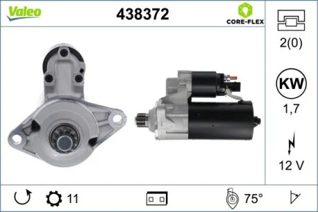 VALEO AUDI Стартер A3 12-, Q3 11-, TT 08-, SEAT, SKODA, VW Valeo 438372
