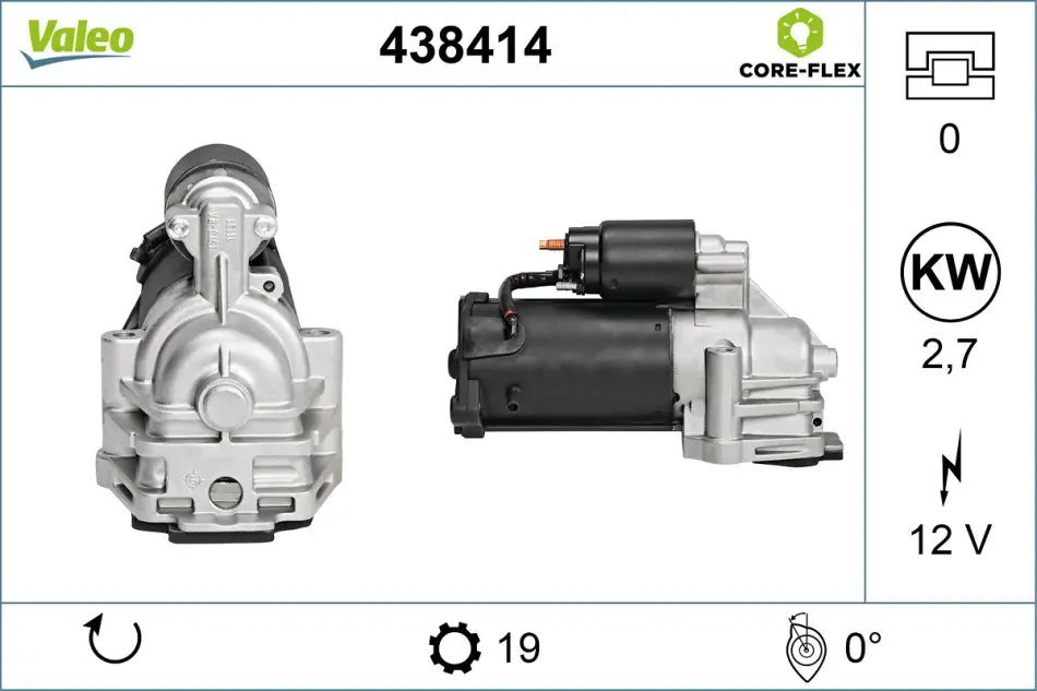 VALEO FORD Стартер 12V 2.2 кВт 19 зуб. Mondeo III, Transit 2.0/2.4TDCi Valeo 438414 (фото 1)