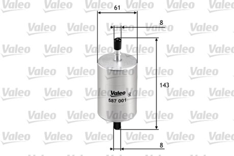 Фільтр паливний CITROEN Berlingo/C-Elysee/C15/C2/C3/Evasion/Jumpy/Saxo/Xantia "1,0-2,9 "88>> Valeo "587001"