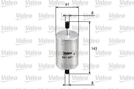 Фільтр паливний CITROEN Berlingo/C-Elysee/C15/C2/C3/Evasion/Jumpy/Saxo/Xantia "1,0-2,9 "88>> Valeo "587001"