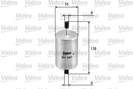 Фільтр паливний DACIA/LEXUS/NISSAN/OPEL/RENAULT Logan/IS/Kubistar/Vivaro/Clio "0,9-5,0 "90>> Valeo "587002"