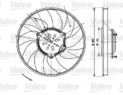 Вентилятор радіатора кондиціонера VW Crafter/MB Sprinter 906 06- (d=320mm) 12V Valeo 696082