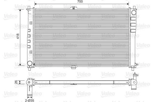 VALEO KIA Радіатор сист. охолодження Carnival 2.9TD/CRDI 99- Valeo 701602 (фото 1)