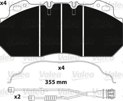 Колодки гальмівні 249x110x28 Valeo 882217