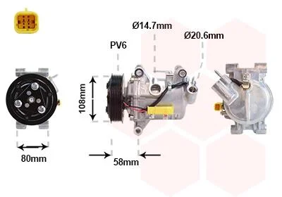 Компресор кондиціонера CITROEN C-ELYSEE 5/16+ (вир-во) Van Wezel 0901K702