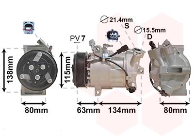 Компресор кондиціонера RENAULT CAPTUR / CLIO 05/13>20 Van Wezel 4301K703