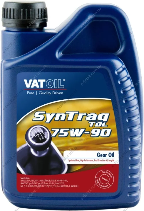 Трансмиссионное масло Vatoil SynTrag TDL GL-3 / 4 / 5 MT-1 75W-90 синтетическое 1 л VATOIL 50165 (фото 1)