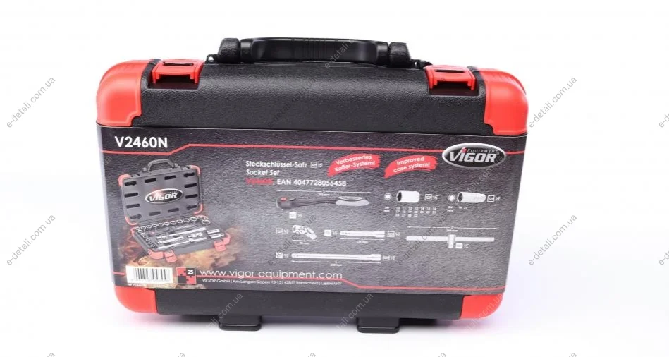 Набор торцевых головок с трещоткой 1/2" 25 ед. VIGOR V2460N (фото 1)