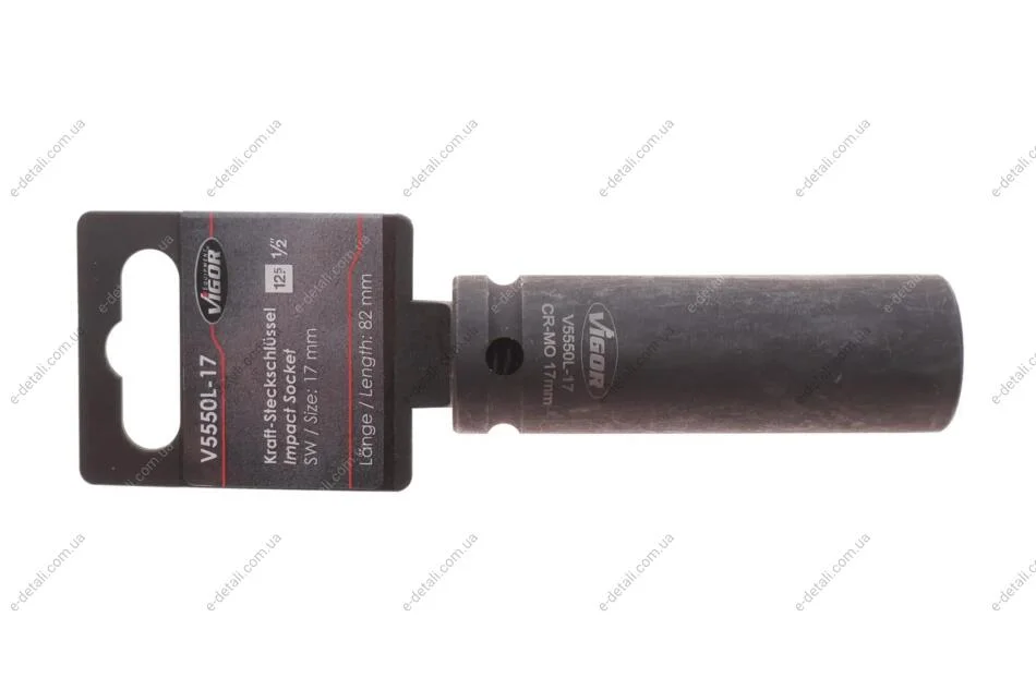 Головка торцевая ударная 1/2" 17 мм Long 85 мм VIGOR V5550L-17 (фото 1)