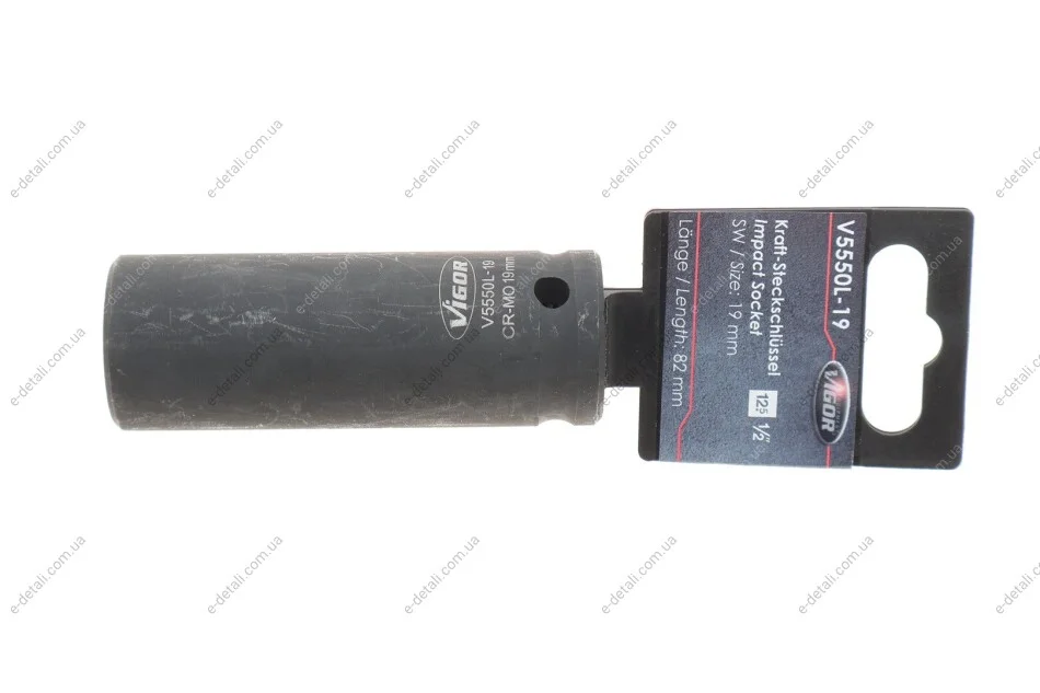 Головка торцевая ударная 1/2" 19 мм Long 85 мм VIGOR V5550L-19 (фото 1)
