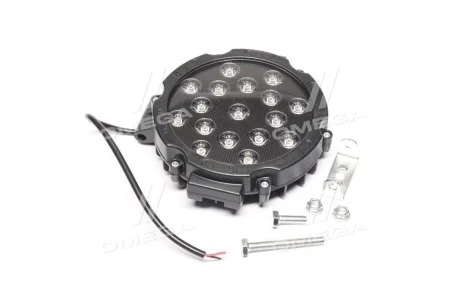 Фара LED кругла 51W (17*3W) 202*160*65мм, широкий промінь 12/24V 6000К (Руслан-Комплект) Wassa (Руслан-Комплект) ФР-135