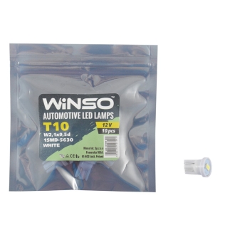 Лампи LED mini 12V SMD T10 W2.1x9.5d 1LED 5630 white 10шт.уп. WINSO 127290
